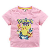 Children Pokemon Pikachu T Shirt 夏装短袖T恤棉质休闲运动