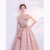 Women'S Evening Dress Ball Gown Princess Quinceanera Wedding Dresses Pink Bridal Wedding Toast Dress Evening Gown Tulle Tutu Dress