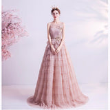 Women'S Evening Dress Ball Gown Princess Quinceanera Wedding Dresses Pink Bridal Wedding Toast Dress Evening Gown Tulle Tutu Dress