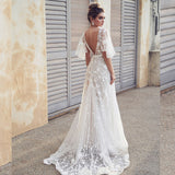 Women Lace Wedding Dress Spring and Summer Dress Sexy Lace V-neck Backless Dress