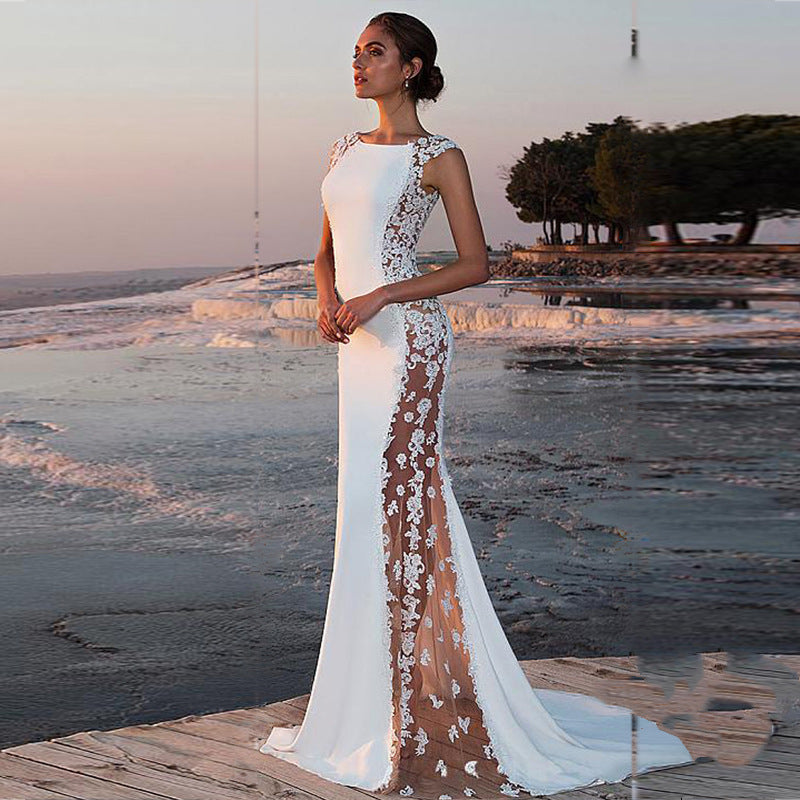 Women Lace Wedding Dress Women's Sexy Dress Banquet Evening Dress