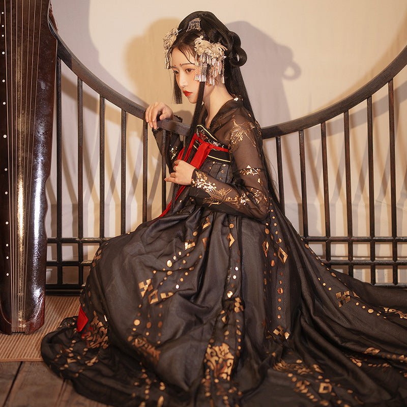 Chinese Traditional Dress Red Mop Chest-High Dress