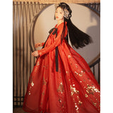 Chinese Traditional Dress Red Mop Chest-High Dress