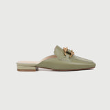 Finn Chain Pointed Toe Mule Spring Metal Buckle Flat Shoes