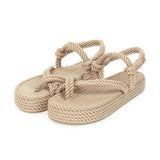 Flat Dress Sandals Summer Flat Platform Plus Size Toe Covering Casual Sandals