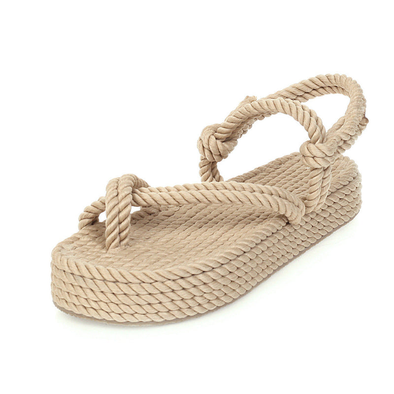 Flat Dress Sandals Summer Flat Platform Plus Size Toe Covering Casual Sandals