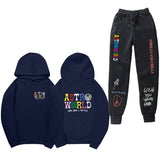 Travis Scott Astroworld Hoodie & Pant 2 Piece Set Hooded Sweater Set Men and Women Sports Suit Jacket