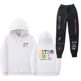 Travis Scott Astroworld Hoodie & Pant 2 Piece Set Hooded Sweater Set Men and Women Sports Suit Jacket