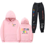 Travis Scott Astroworld Hoodie & Pant 2 Piece Set Hooded Sweater Set Men and Women Sports Suit Jacket