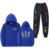 Travis Scott Astroworld Hoodie & Pant 2 Piece Set Hooded Sweater Set Men and Women Sports Suit Jacket
