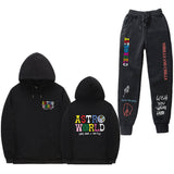 Travis Scott Astroworld Hoodie & Pant 2 Piece Set Hooded Sweater Set Men and Women Sports Suit Jacket