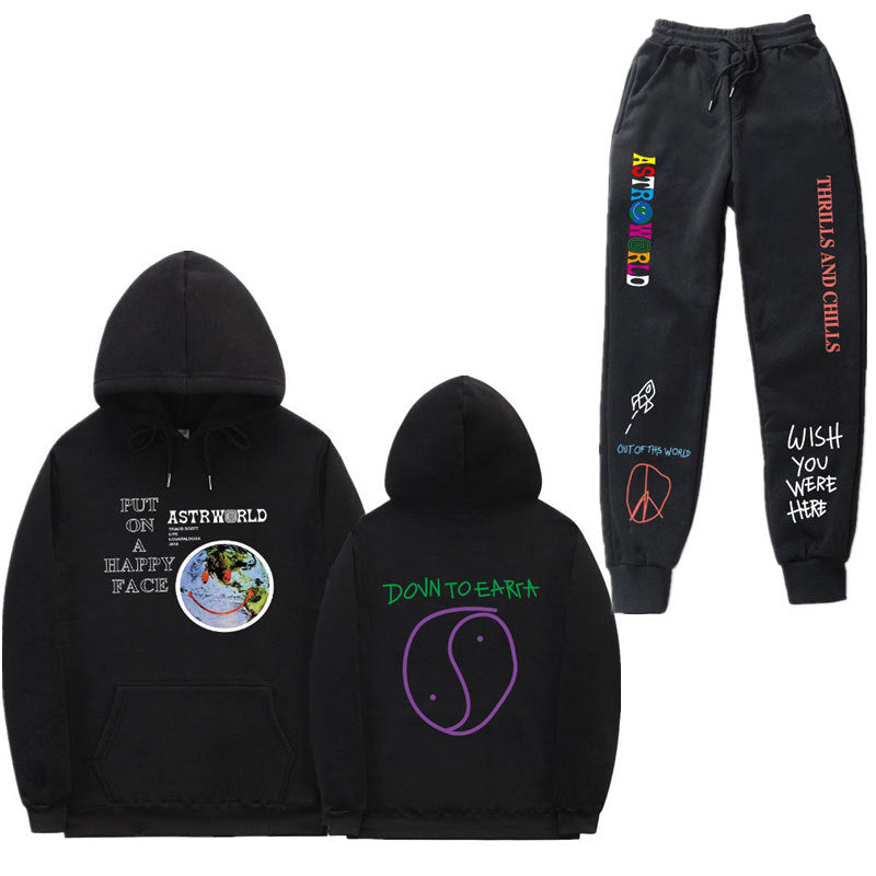 Travis Scott Astroworld Hoodie & Pant 2 Piece Set Men's and Women's Pullover Sweatshirt