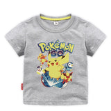 Children Pokemon Pikachu T Shirt 夏装短袖T恤棉质休闲运动
