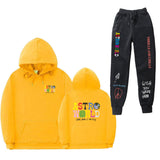 Travis Scott Astroworld Hoodie & Pant 2 Piece Set Hooded Sweater Set Men and Women Sports Suit Jacket