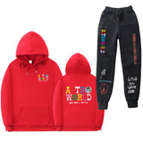 Travis Scott Astroworld Hoodie & Pant 2 Piece Set Hooded Sweater Set Men and Women Sports Suit Jacket