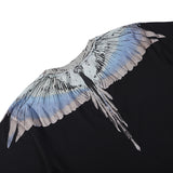 Marcelo Burlon T Shirt MB Gray and Blue Contrast Color Wings Pattern Same Style for Men and Women