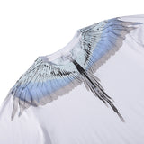 Marcelo Burlon T Shirt MB Gray and Blue Contrast Color Wings Pattern Same Style for Men and Women