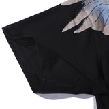 Marcelo Burlon T Shirt MB Gray and Blue Contrast Color Wings Pattern Same Style for Men and Women