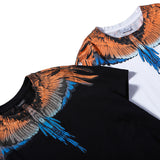 Marcelo Burlon T Shirt MB Orange Blue Wings Men's and Women's Same Hip Hop Pure Cotton