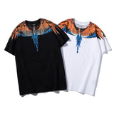 Marcelo Burlon T Shirt MB Orange Blue Wings Men's and Women's Same Hip Hop Pure Cotton
