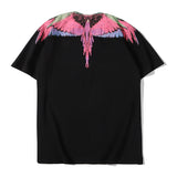 Marcelo Burlon T Shirt MB Pink Wings Pattern Men and Women Same Style Pure Cotton