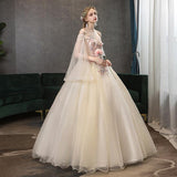 Women's Evening Dress Ball Gown Princess Quinceanera Wedding Dresses Solo Performance Costume Tulle Tutu Dress Long Evening Dress for Women