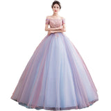 Women's Evening Dress Ball Gown Princess Quinceanera Wedding Dresses Solo Puffy Skirt Host Evening Dress Long Costume Female