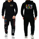 Travis Scott Astroworld Hoodie & Pant 2 Piece Set Hooded Sweater Set Men and Women Sports Suit Jacket