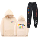 Travis Scott Astroworld Hoodie & Pant 2 Piece Set Hooded Sweater Set Men and Women Sports Suit Jacket