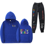 Travis Scott Astroworld Hoodie & Pant 2 Piece Set Hooded Sweater Set Men and Women Sports Suit Jacket
