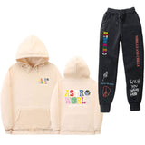 Travis Scott Astroworld Hoodie & Pant 2 Piece Set Hooded Sweater Set Men and Women Sports Suit Jacket
