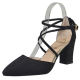 Hot Pink Heels Spring Sandals Chunky Heel Suede High Heels Pointed Toe Shallow Mouth Mid Heel Strap Roman Style Shoes