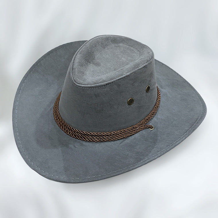 Cowboy Hats Suede Spring and Summer Men's and Women's Outdoor Mountaineering Wide Brim Hat Fedora Hat