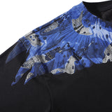Marcelo Burlon T Shirt MB Blue Wings Men's and Women's Same Hip Hop Pure Cotton