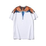 Marcelo Burlon T Shirt MB Orange Blue Wings Men's and Women's Same Hip Hop Pure Cotton