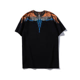 Marcelo Burlon T Shirt MB Orange Blue Wings Men's and Women's Same Hip Hop Pure Cotton
