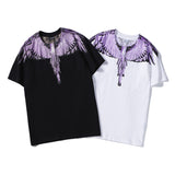 Marcelo Burlon T Shirt MB Violet Wings Pattern Pure Cotton Men and Women Same Style