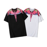 Marcelo Burlon T Shirt MB Pink Wings Pattern Men and Women Same Style Pure Cotton