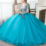 Women's Evening Dress Ball Gown Princess Quinceanera Performance Costume Plus Size Long Sleeve