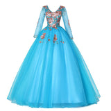 Women's Evening Dress Ball Gown Princess Quinceanera Performance Costume Plus Size Long Sleeve
