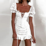 Mini Club Dresses French Sexy Women Square Collar Slimming Dress