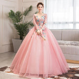Women's Evening Dress Ball Gown Princess Quinceanera Performance Costume Plus Size Long Sleeve