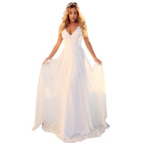 Women Lace Wedding Dress Sexy V-neck Strap Dress Formal Dress