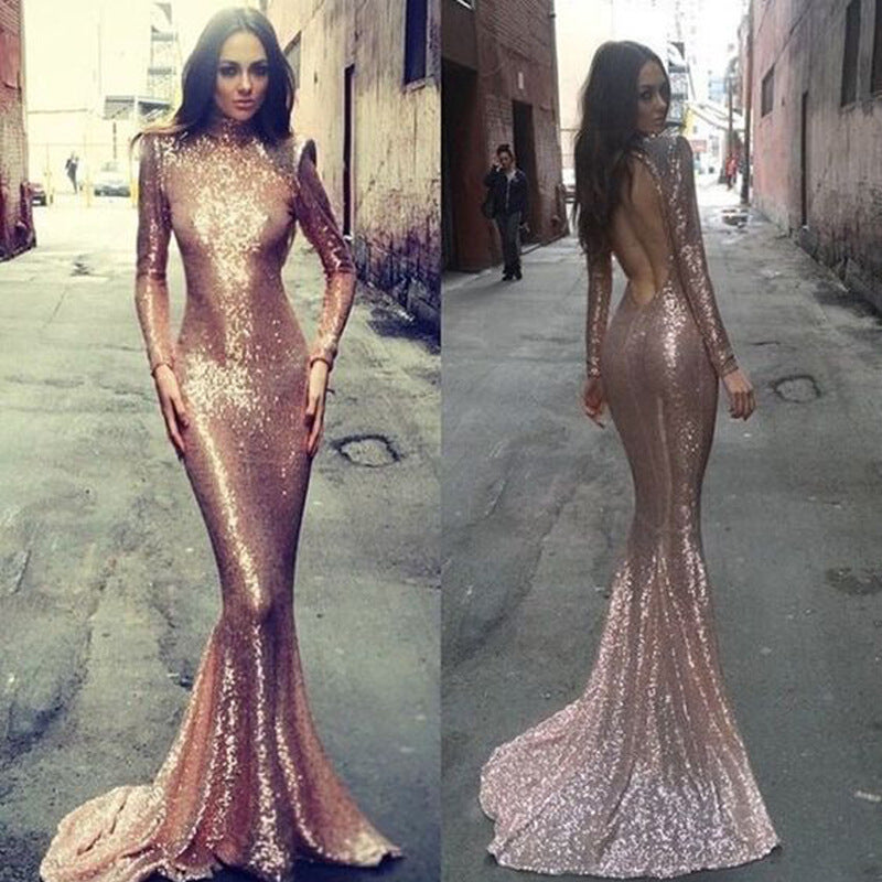 Formal Dresses & Gowns Solid Color Slim-Fit Dress Mop Dress
