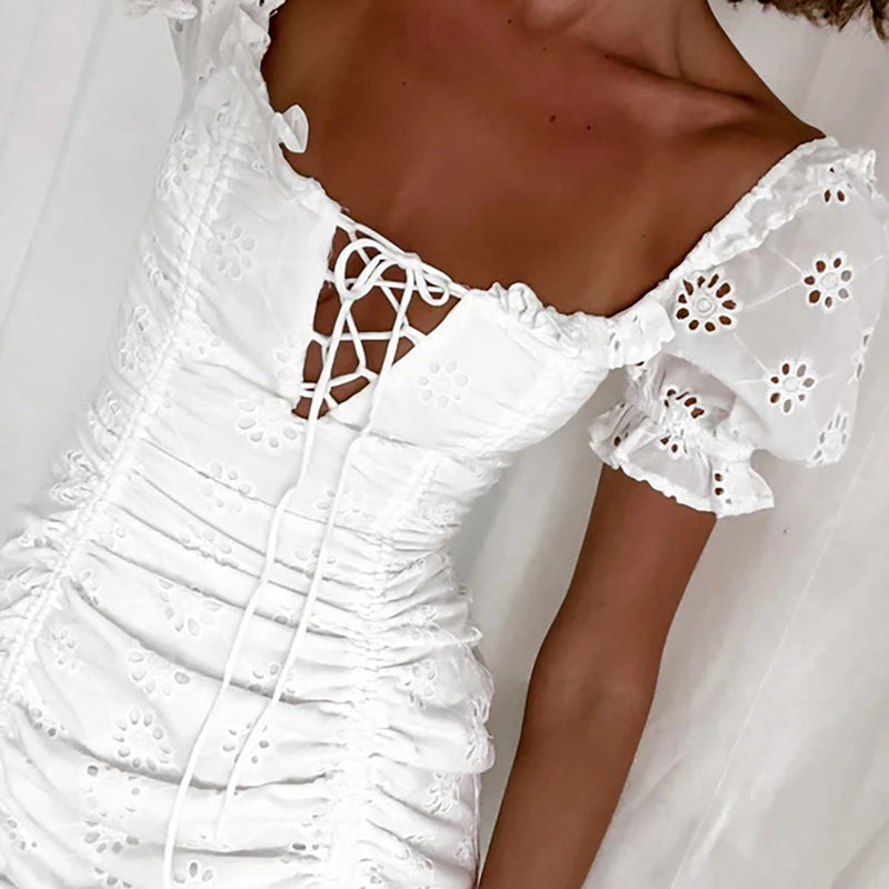 Mini Club Dresses French Sexy Women Square Collar Slimming Dress