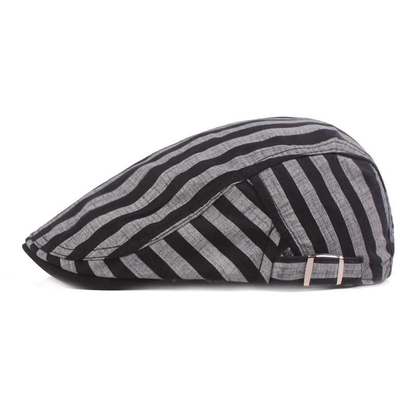 Check Beret Hat Striped Beret Vintage Sun Hat