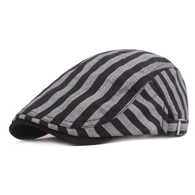 Check Beret Hat Striped Beret Vintage Sun Hat