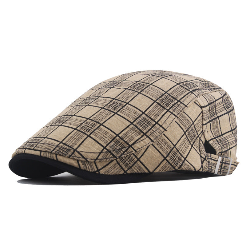 Check Beret Hat Spring Cotton Square Color Plaid