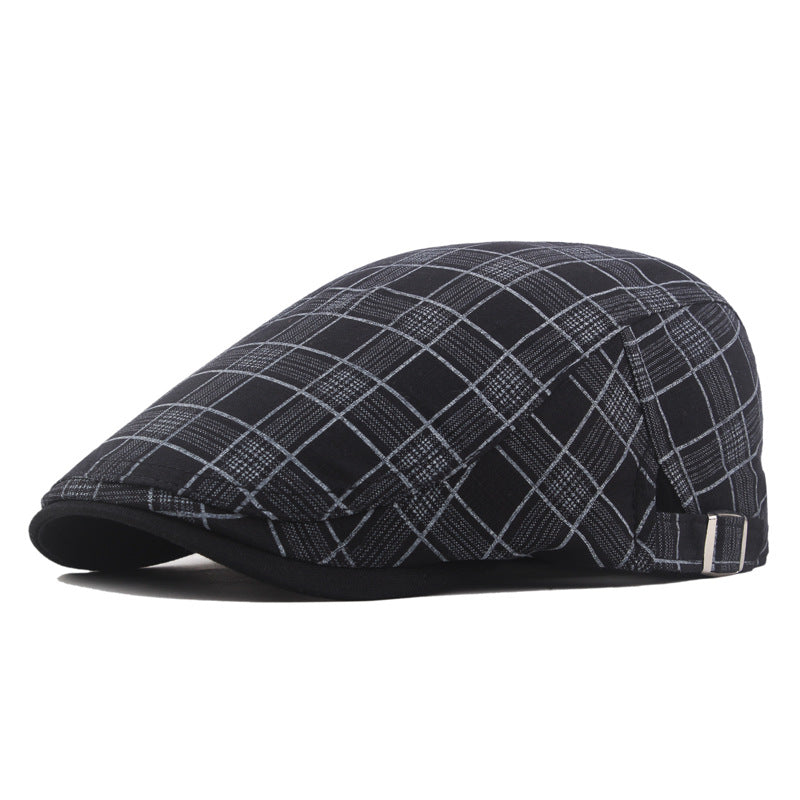 Check Beret Hat Spring Cotton Square Color Plaid