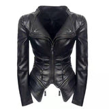 Leather Biker Coat God Leather Jacket Women Pu Jackets Slim Punk